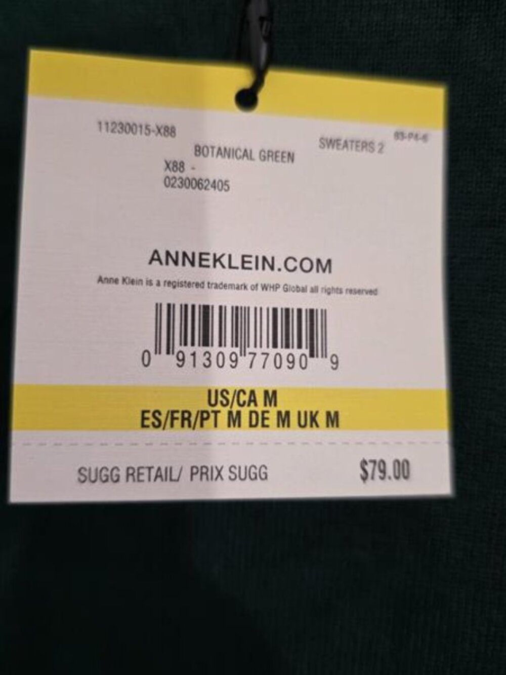NWT Anne Klein Botanical Green Short Sleeve Sweater Top Gold Buttons M - Picture 4 of 10